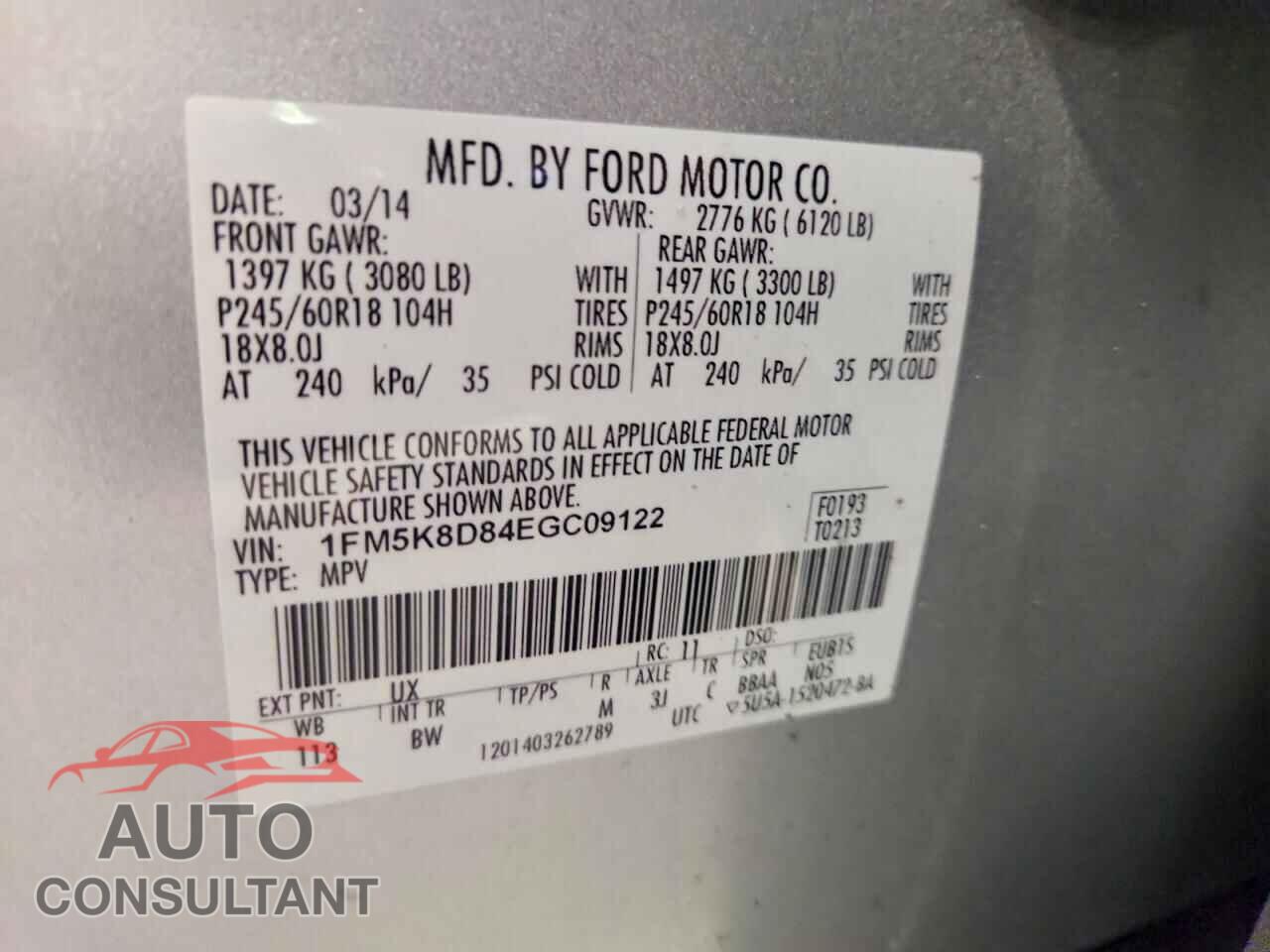 FORD EXPLORER 2014 - 1FM5K8D84EGC09122