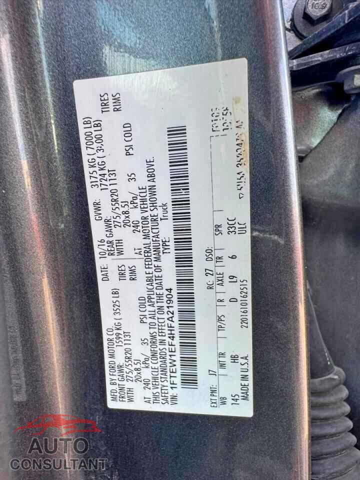 FORD F150 2017 - 1FTEW1EF4HFA21904