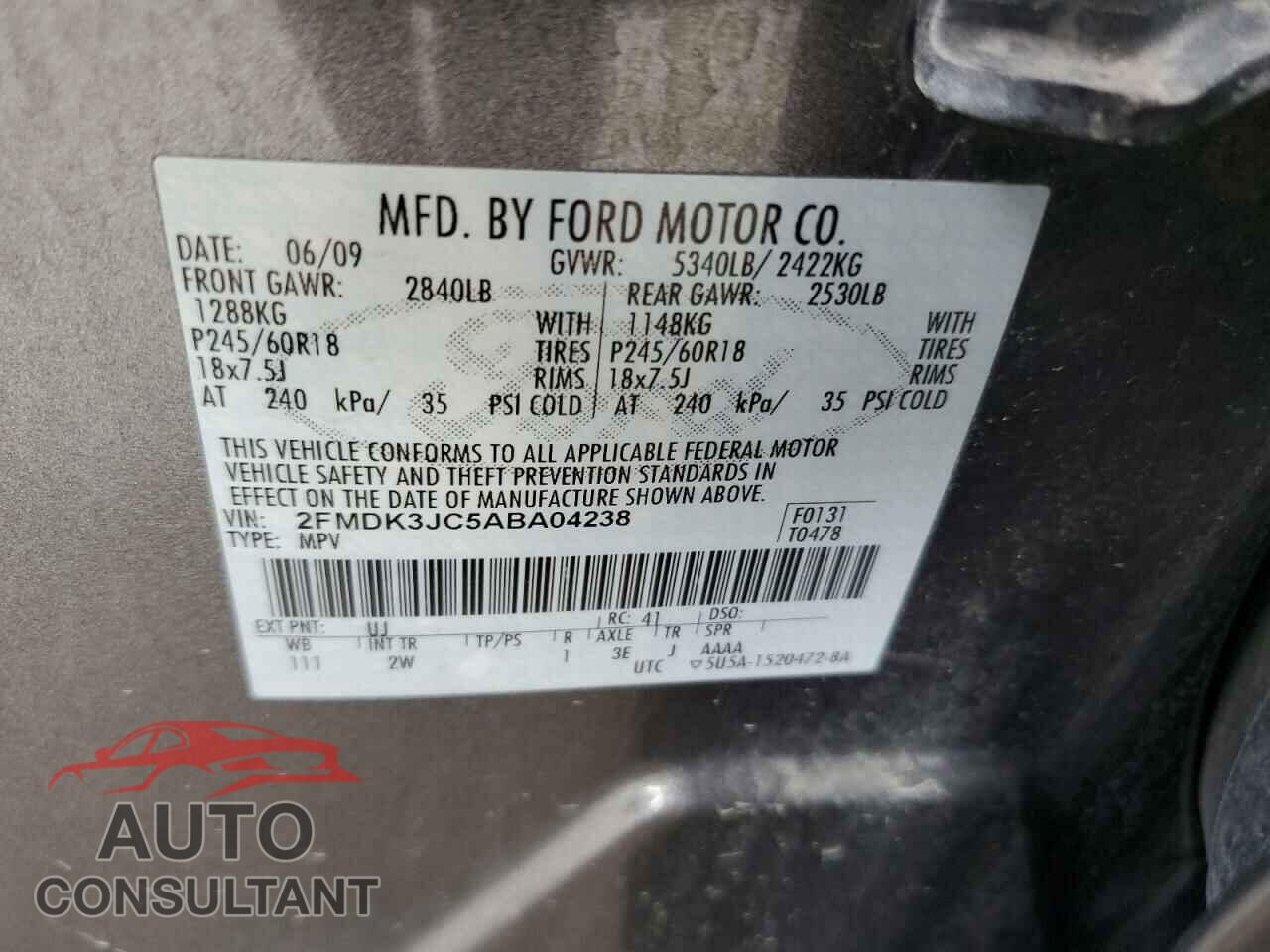 FORD EDGE 2010 - 2FMDK3JC5ABA04238