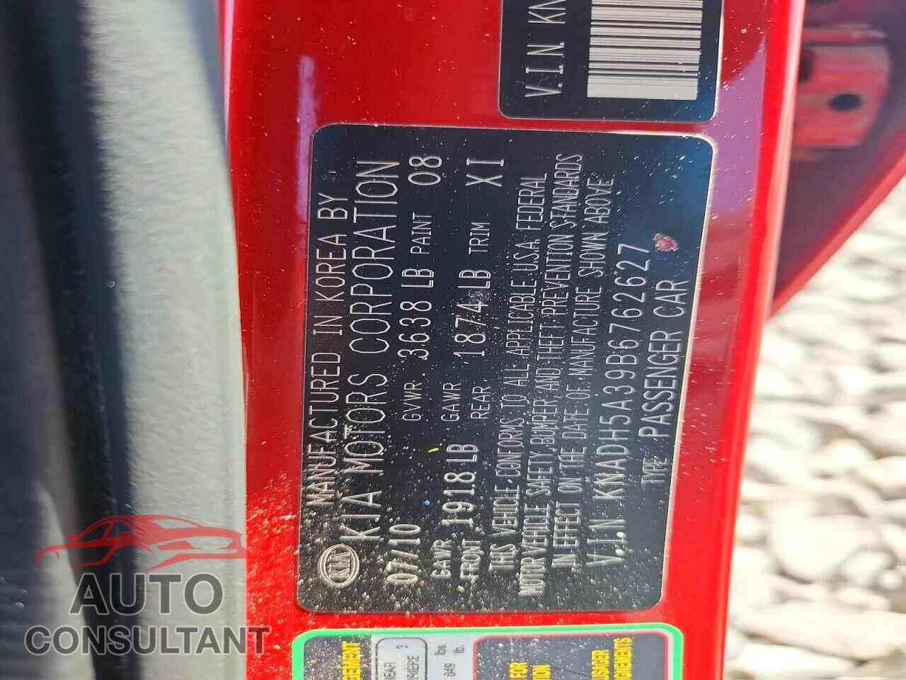 KIA RIO 2011 - KNADH5A39B6762627