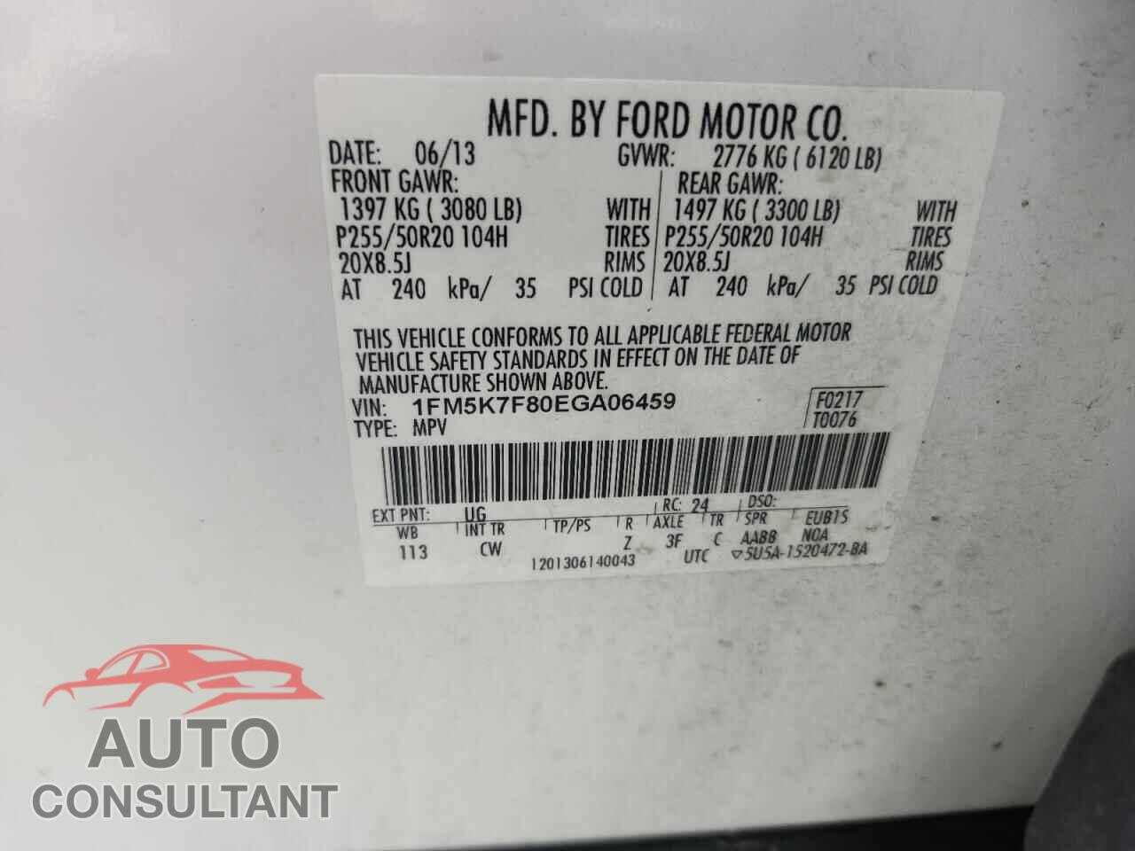 FORD EXPLORER 2014 - 1FM5K7F80EGA06459