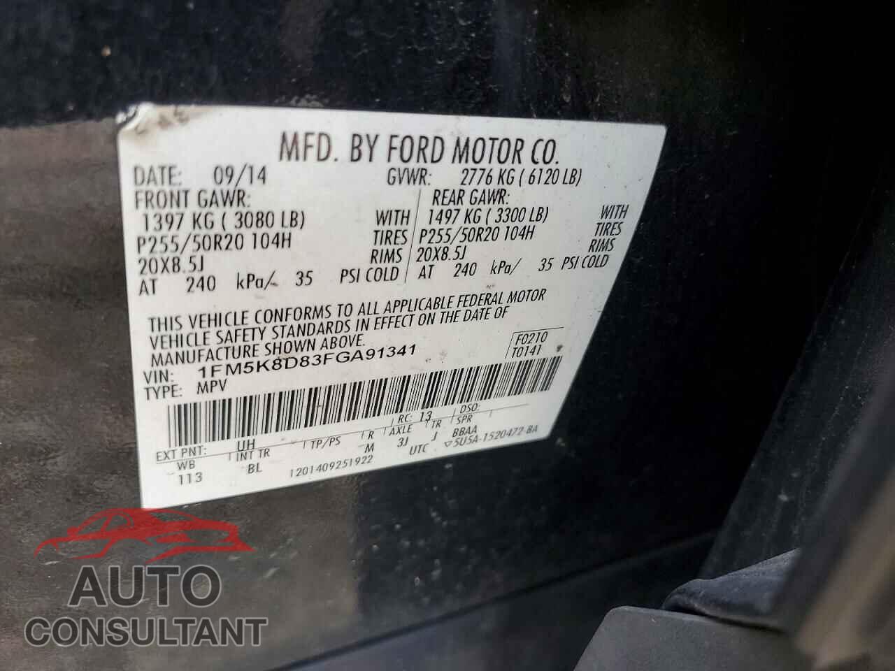 FORD EXPLORER 2015 - 1FM5K8D83FGA91341