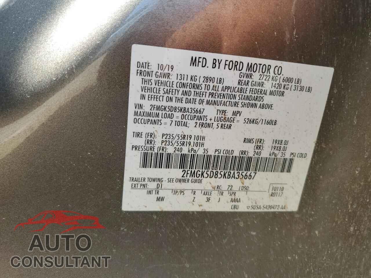 FORD FLEX 2019 - 2FMGK5D85KBA35667