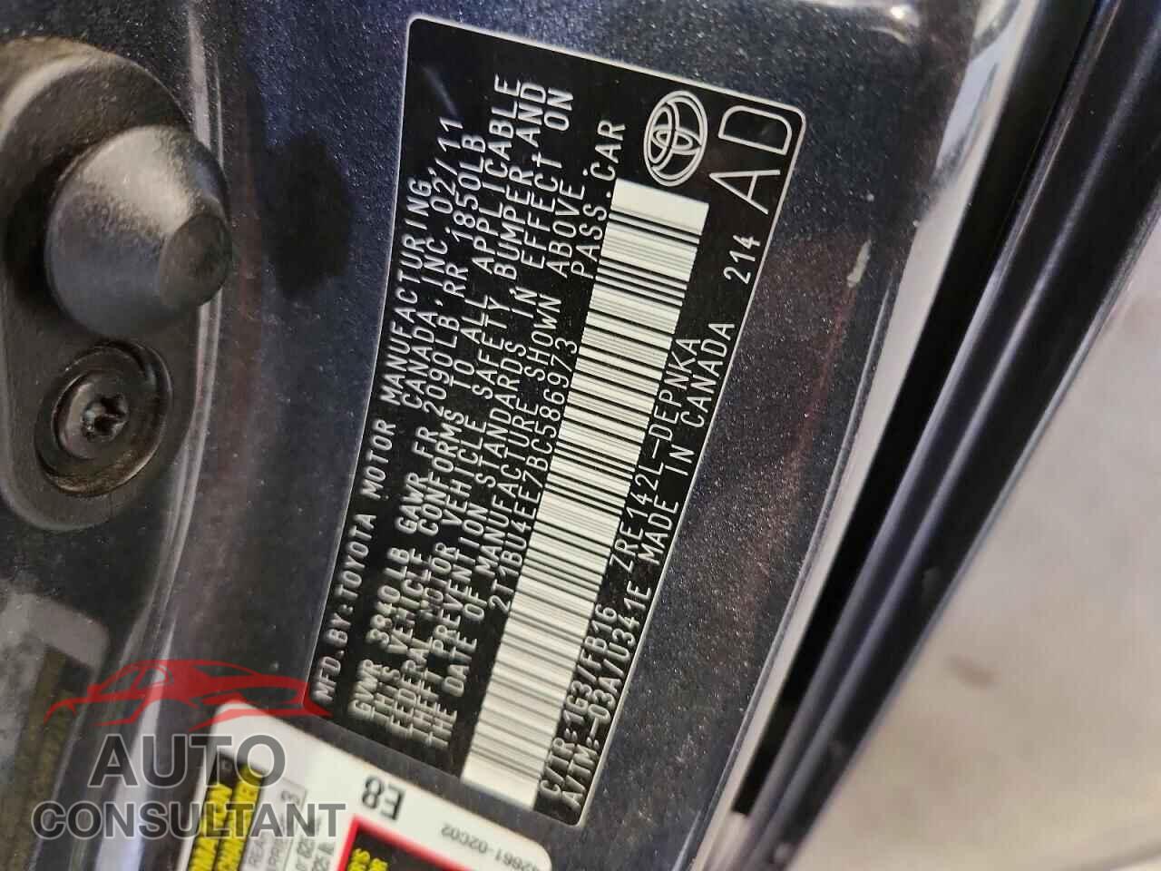 TOYOTA COROLLA 2011 - 2T1BU4EE7BC586973