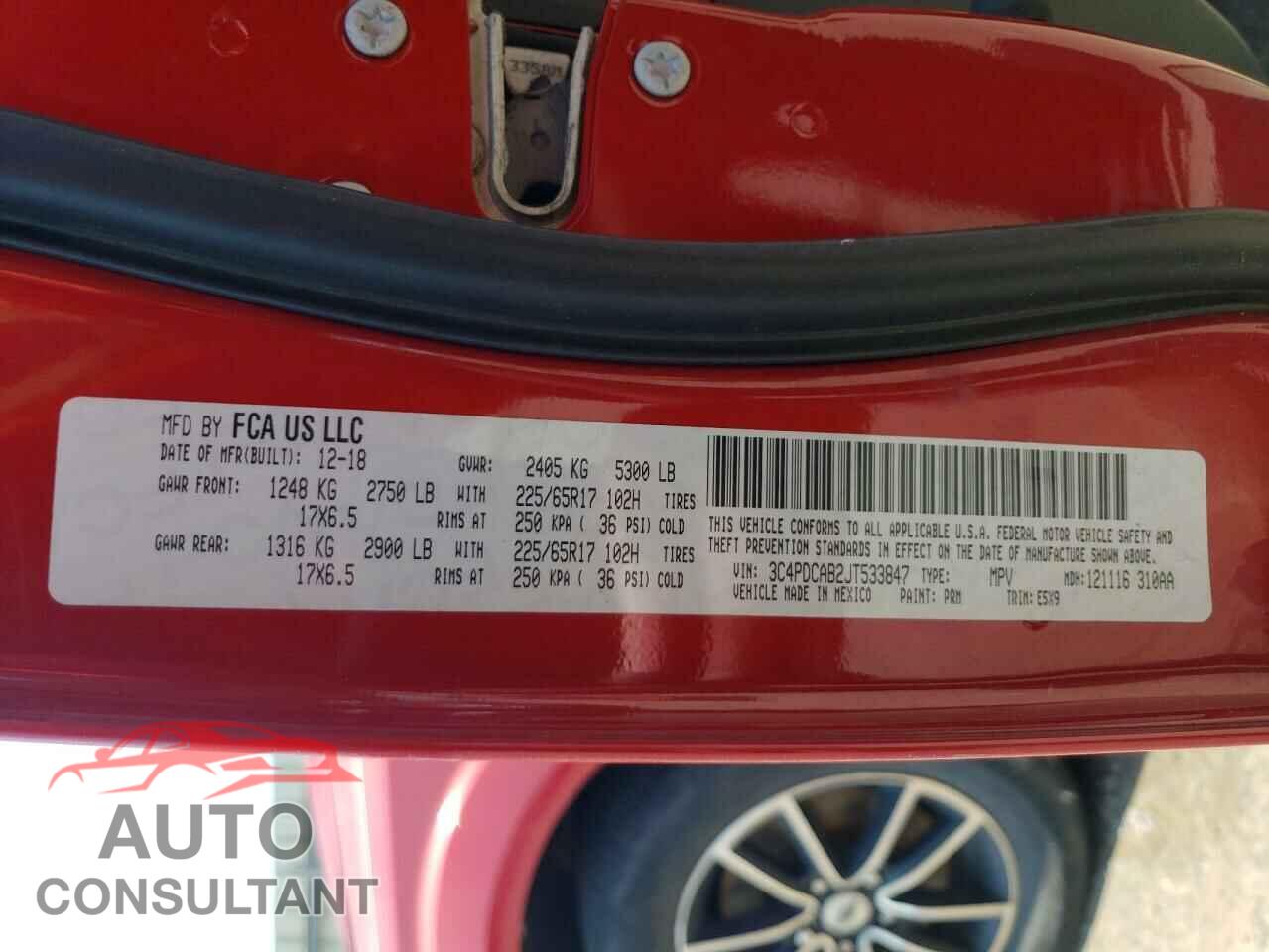 DODGE JOURNEY 2018 - 3C4PDCAB2JT533847