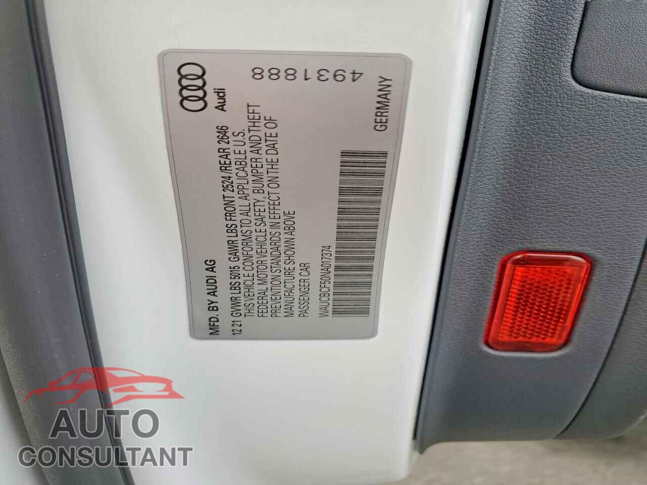 AUDI A5 2022 - WAUCBCF50NA017374