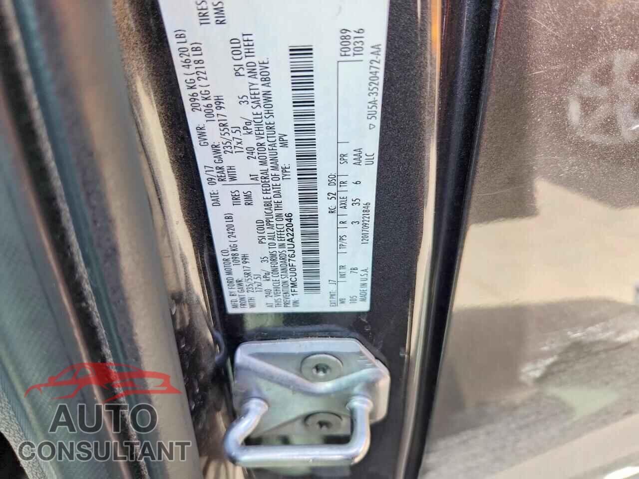 FORD ESCAPE 2018 - 1FMCU0F76JUA22046