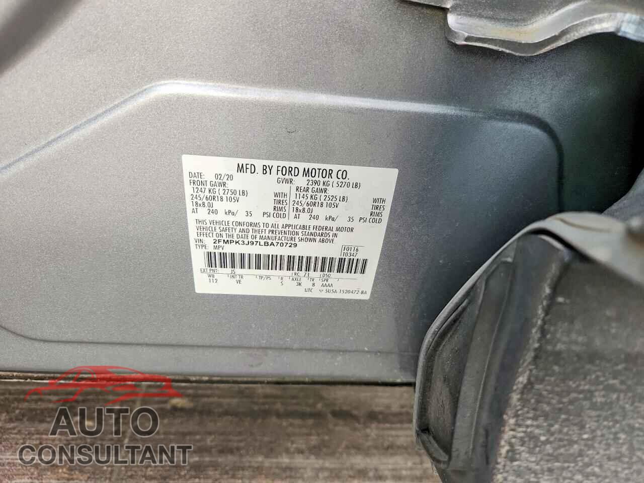 FORD EDGE 2020 - 2FMPK3J97LBA70729