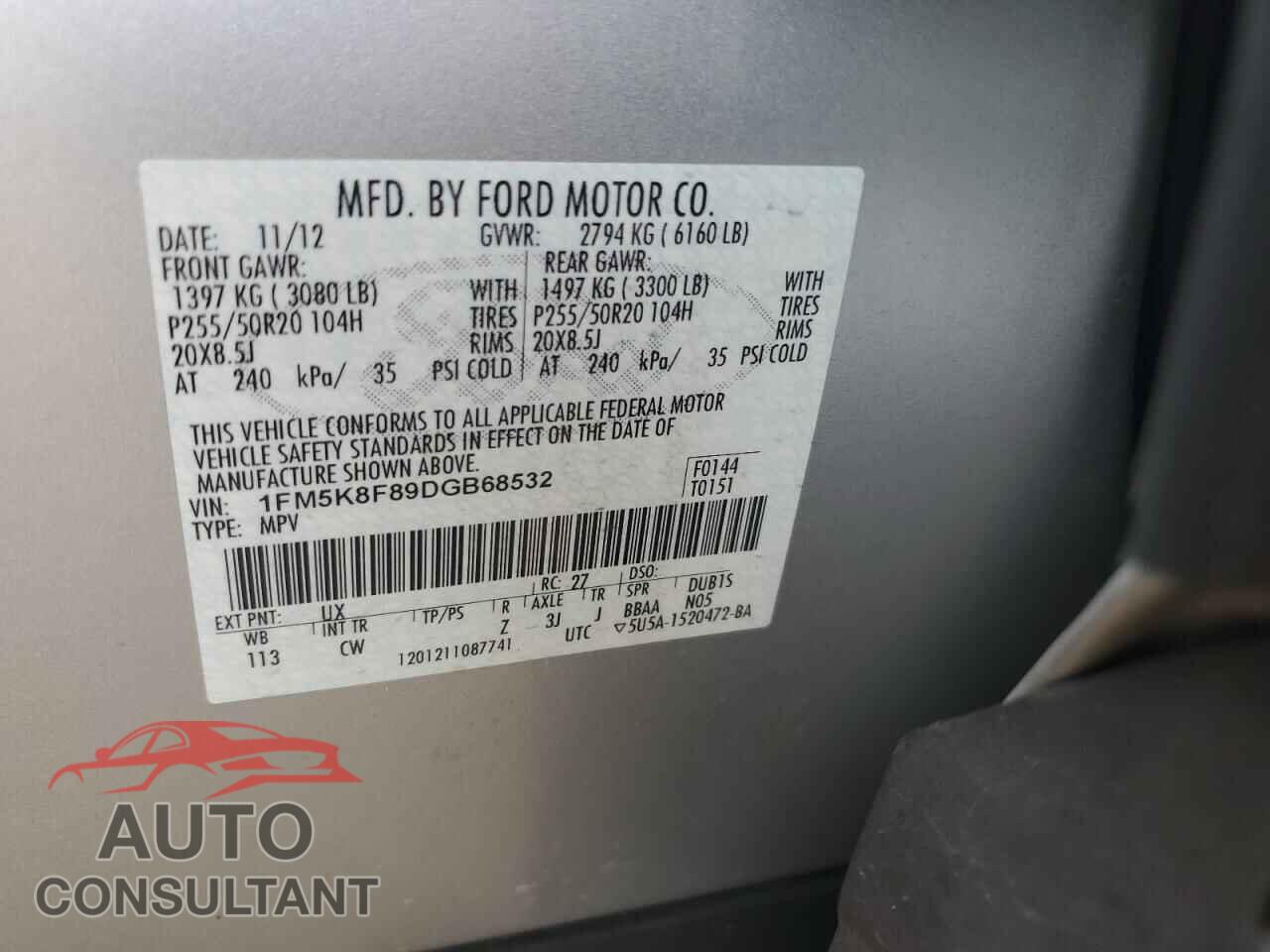 FORD EXPLORER 2013 - 1FM5K8F89DGB68532