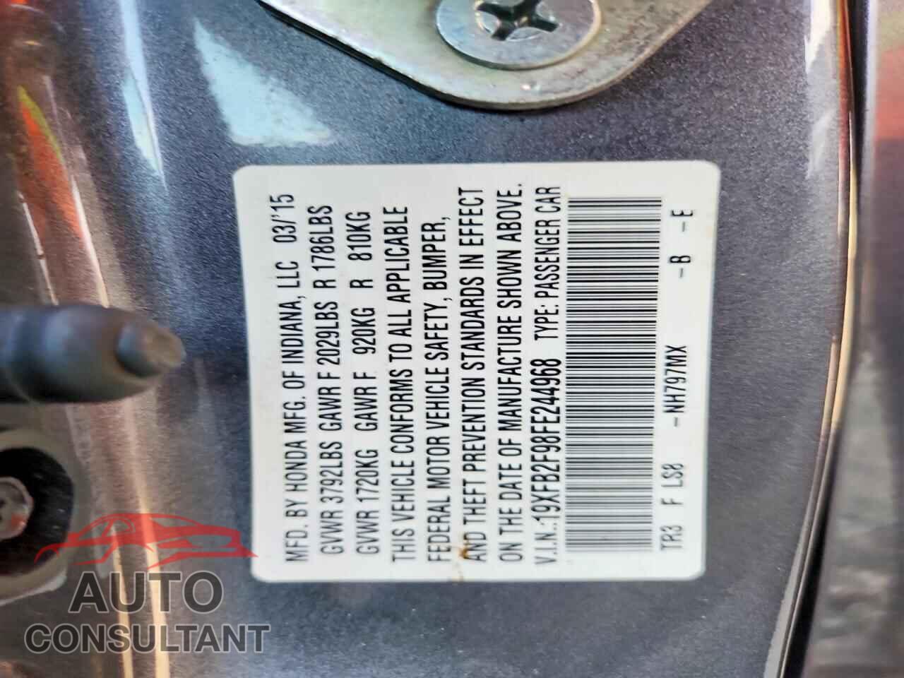 HONDA CIVIC 2015 - 19XFB2F98FE244968