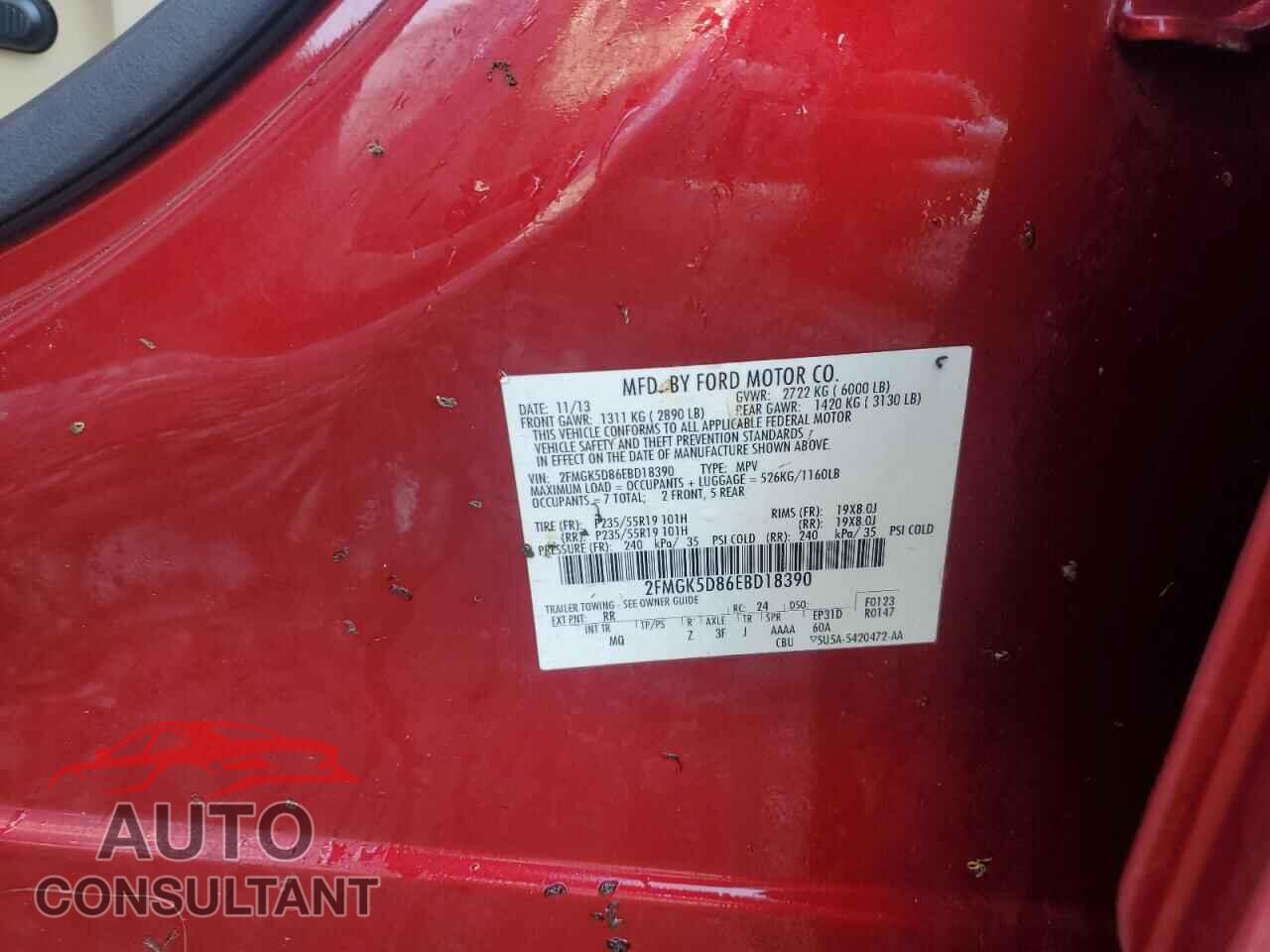 FORD FLEX 2014 - 2FMGK5D86EBD18390