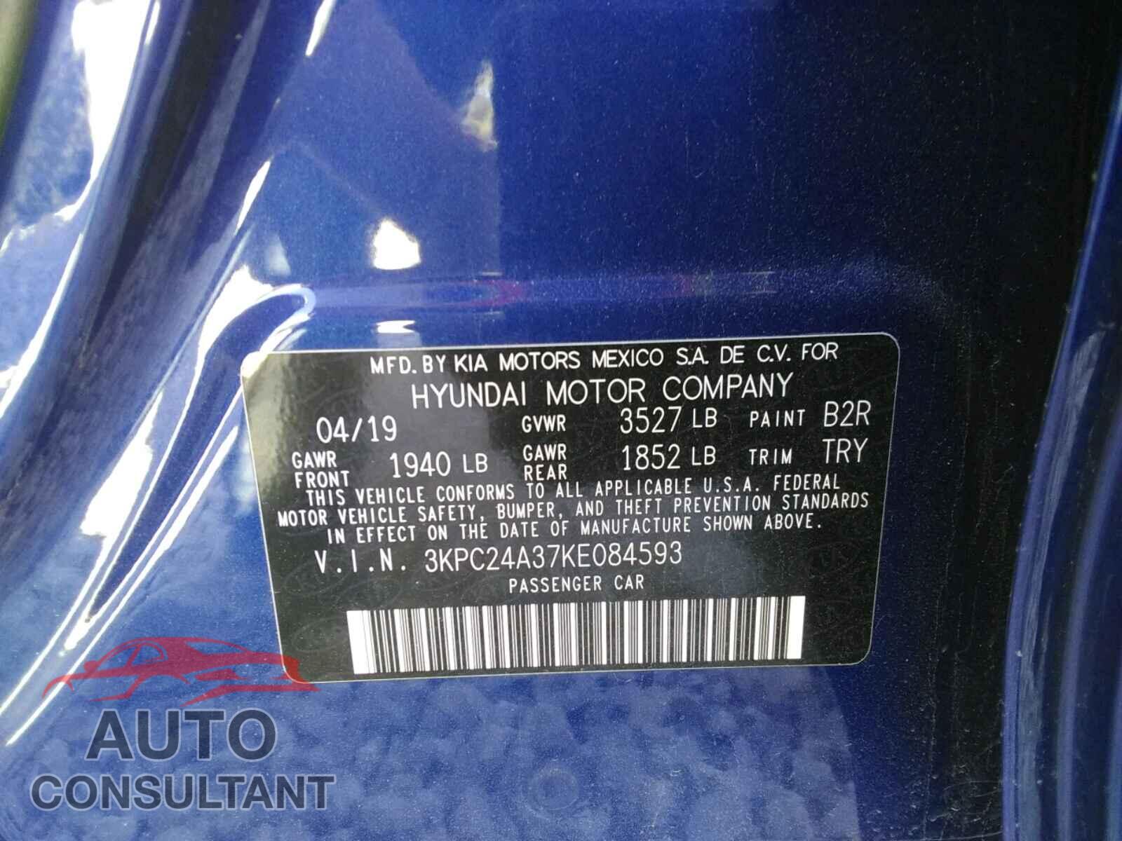 HYUNDAI ACCENT 2019 - 3KPC24A37KE084593