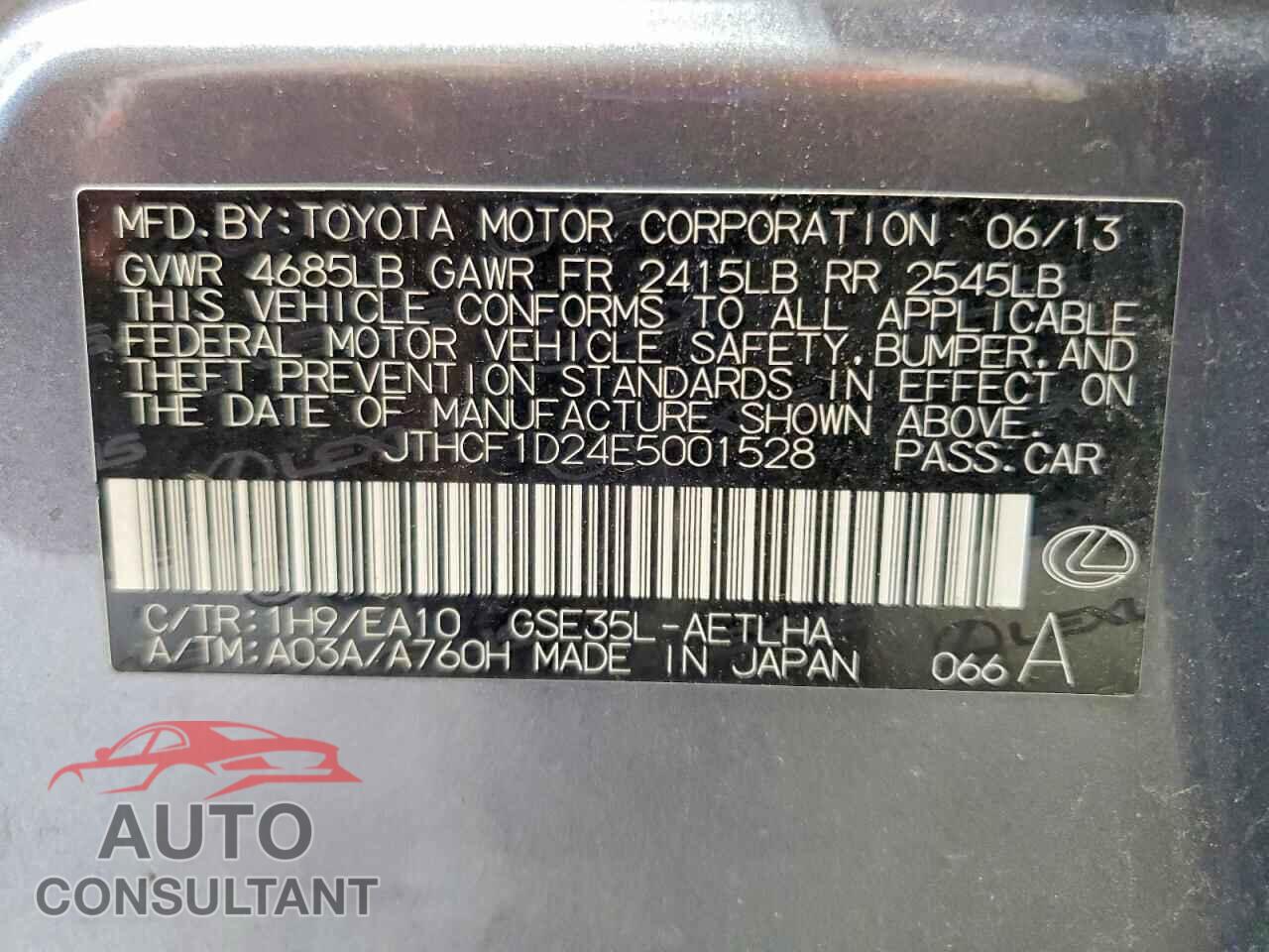 LEXUS IS 2014 - JTHCF1D24E5001528