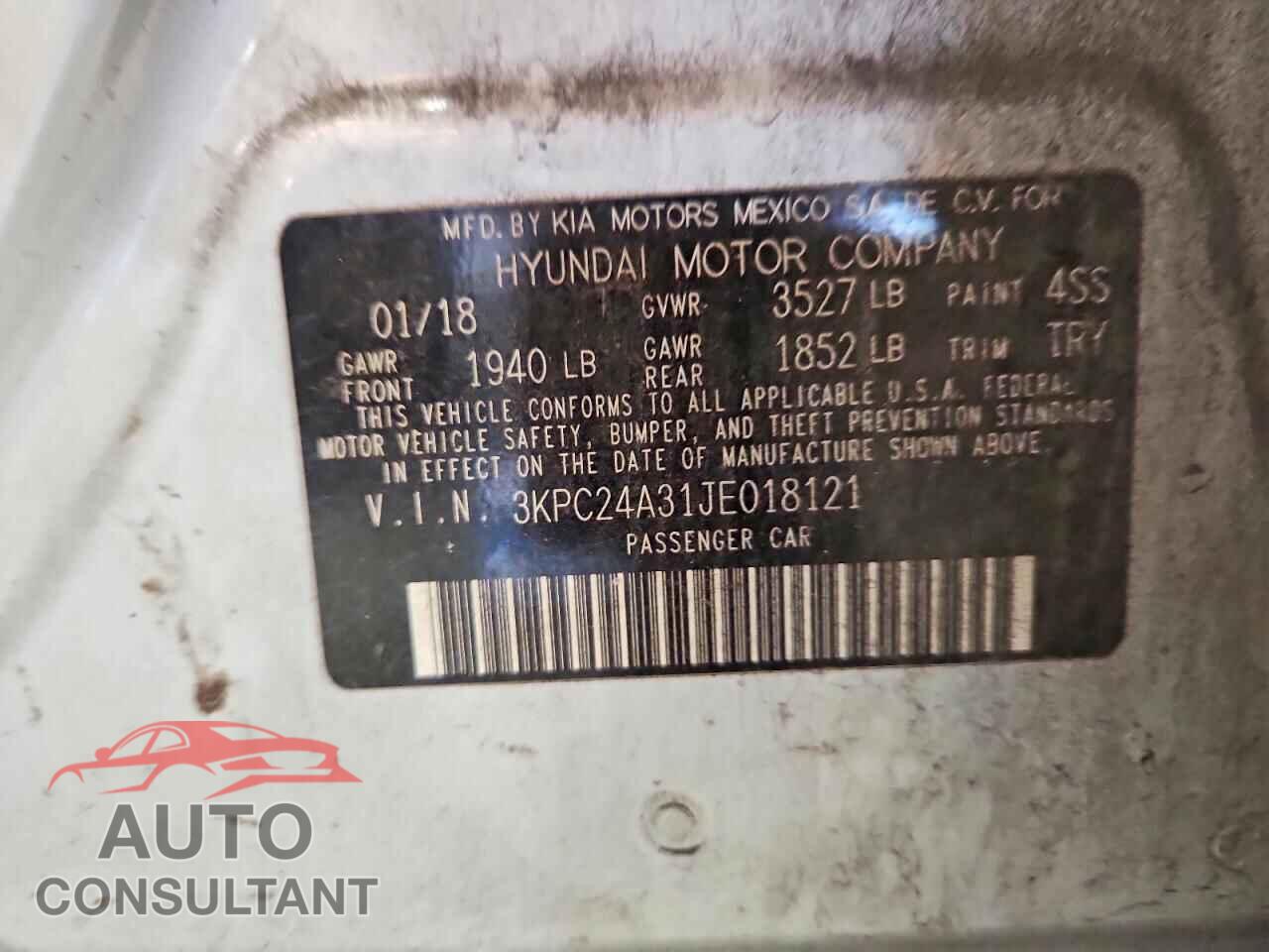 HYUNDAI ACCENT 2018 - 3KPC24A31JE018121