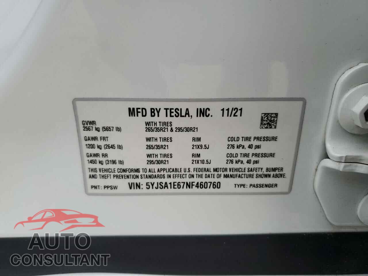 TESLA MODEL S 2022 - 5YJSA1E67NF460760