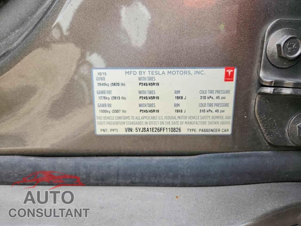 TESLA MODEL S 2015 - 5YJSA1E26FF110826