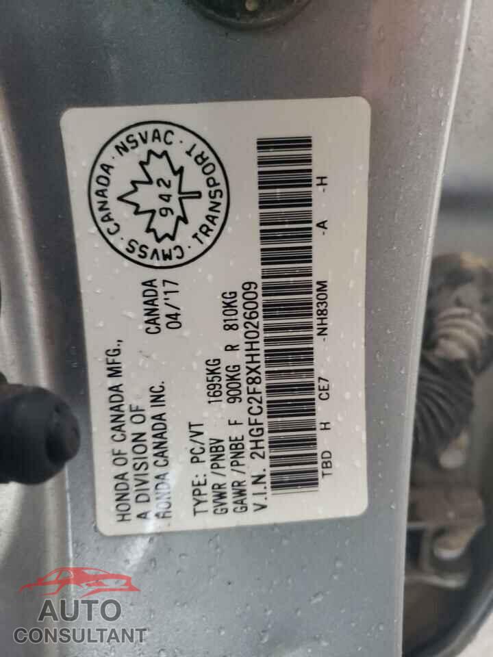 HONDA CIVIC 2017 - 2HGFC2F8XHH026009