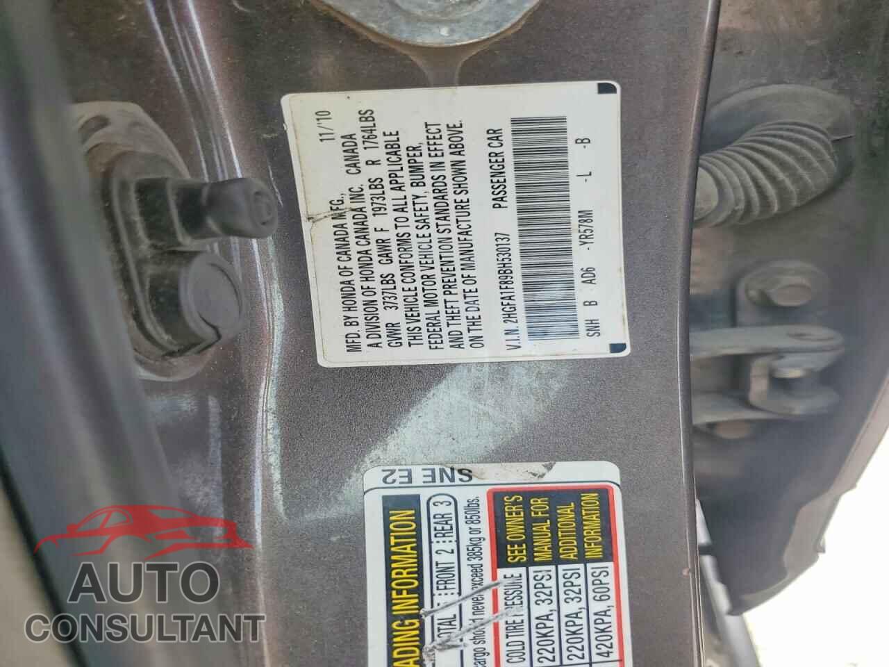 HONDA CIVIC 2011 - 2HGFA1F89BH530137