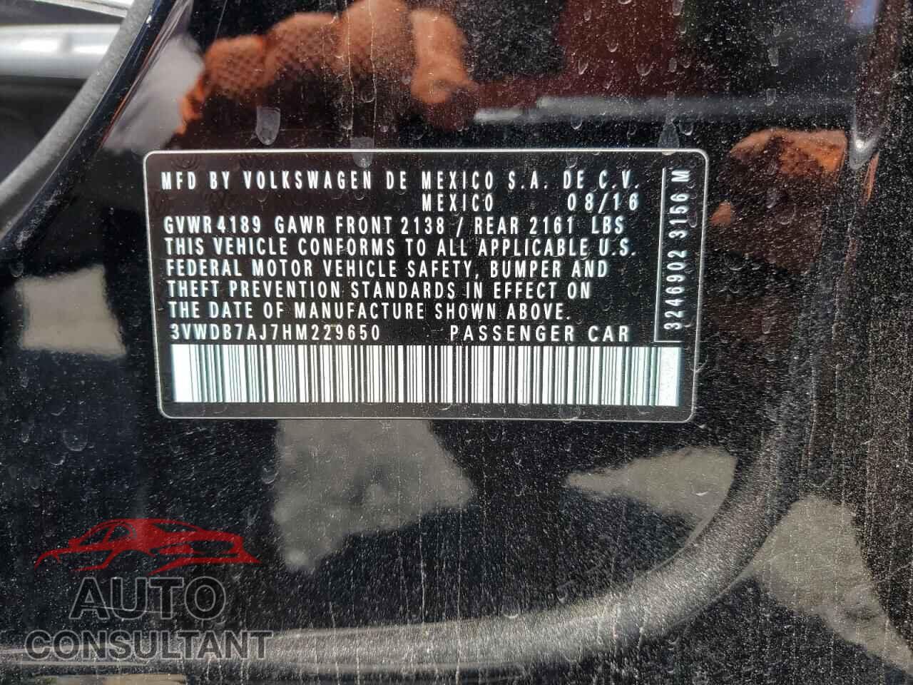 VOLKSWAGEN JETTA 2017 - 3VWDB7AJ7HM229650