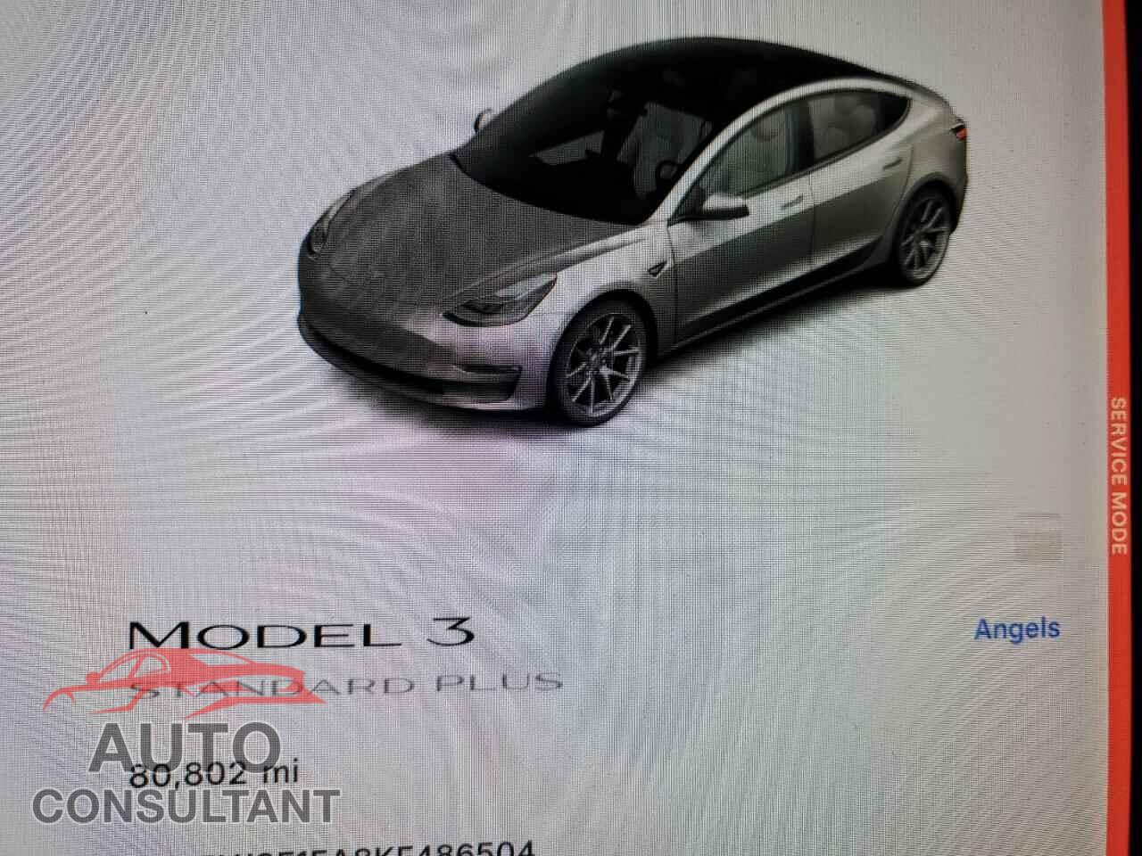 TESLA MODEL 3 2019 - 5YJ3E1EA8KF486504