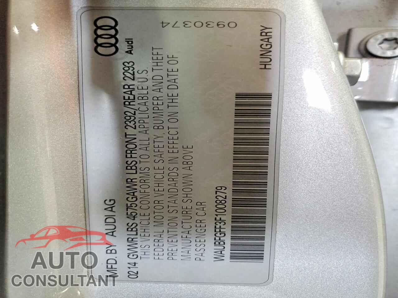AUDI A3 2015 - WAUBFGFF3F1008279