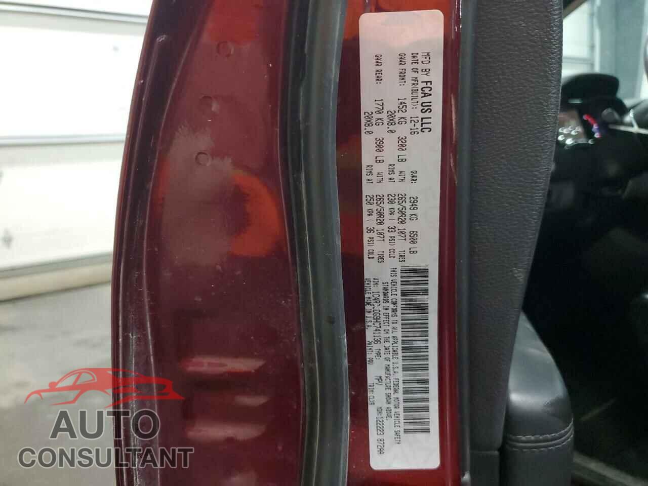 DODGE DURANGO 2017 - 1C4RDJDG9HC741136