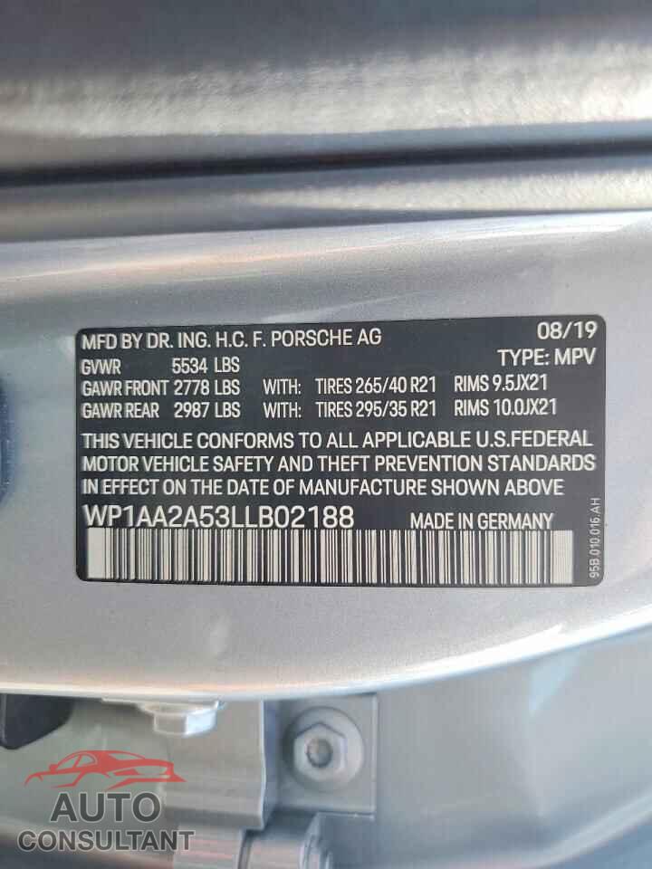 PORSCHE MACAN 2020 - WP1AA2A53LLB02188