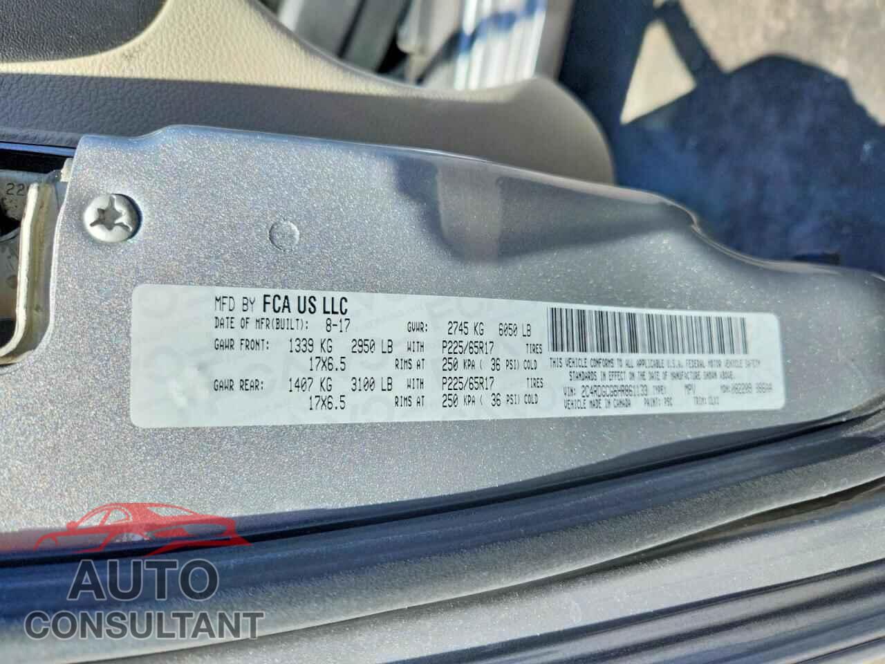 DODGE CARAVAN 2017 - 2C4RDGCG6HR861133