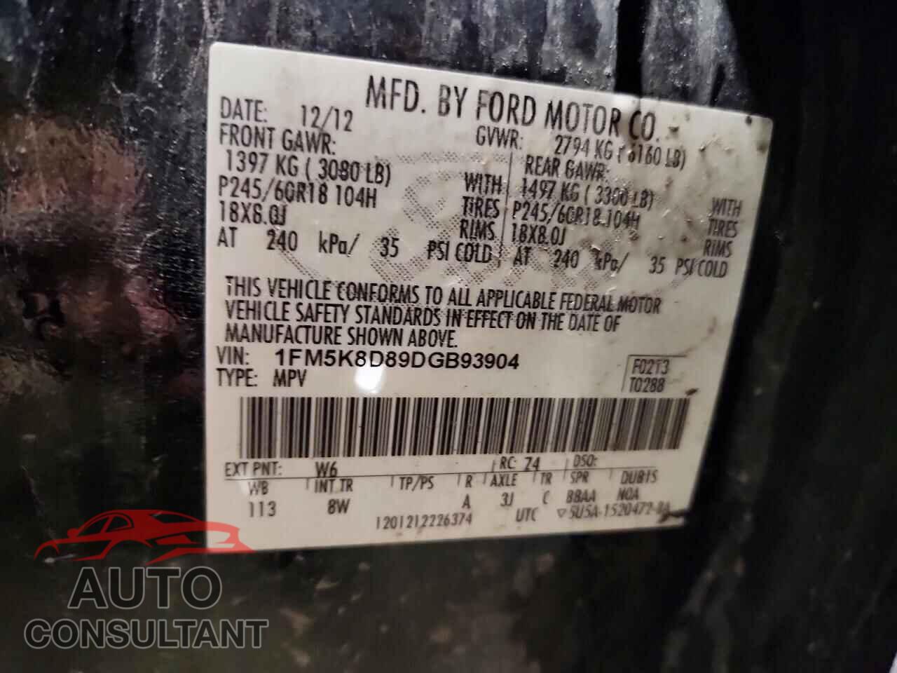 FORD EXPLORER 2013 - 1FM5K8D89DGB93904
