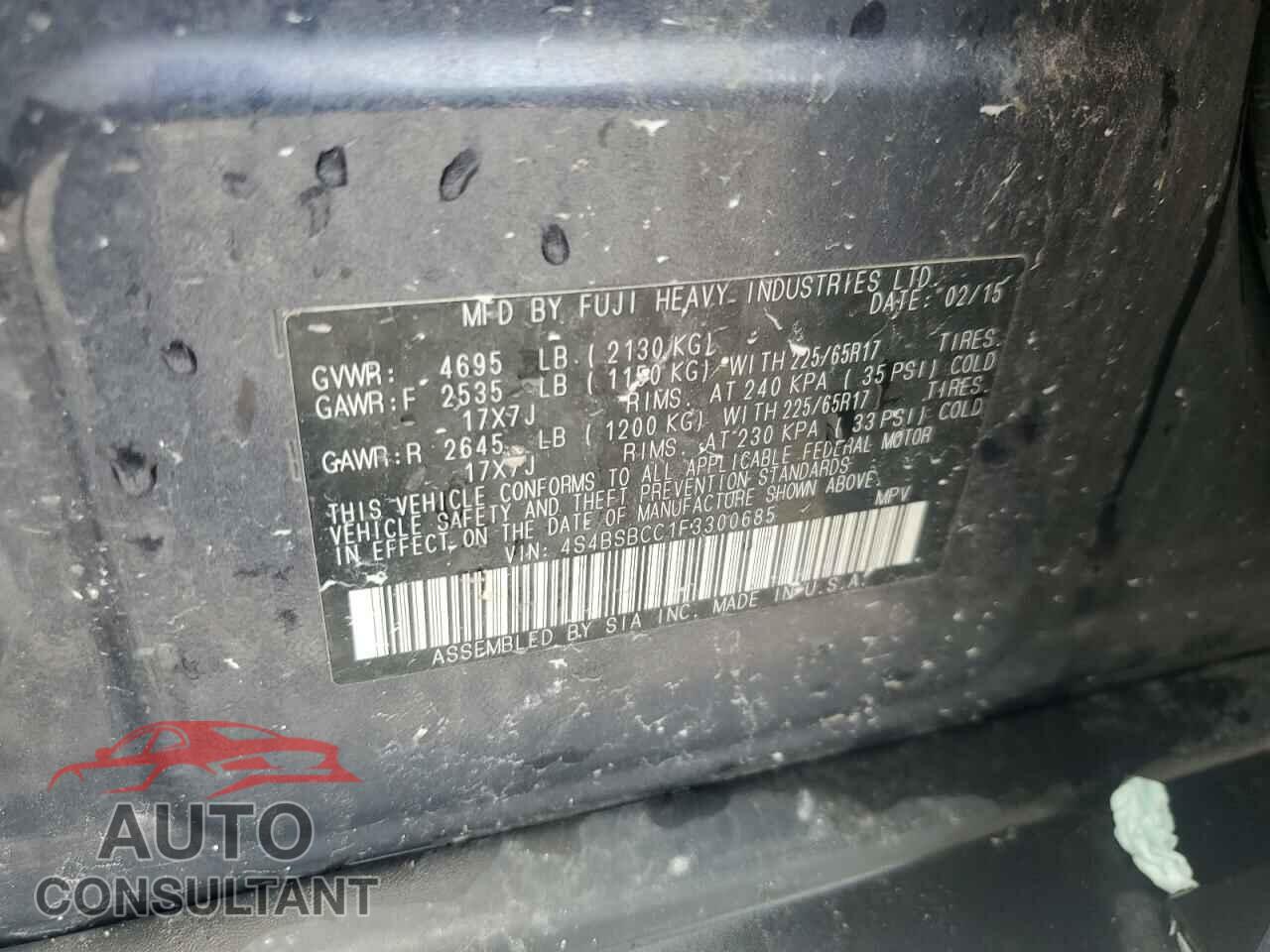 SUBARU OUTBACK 2015 - 4S4BSBCC1F3300685