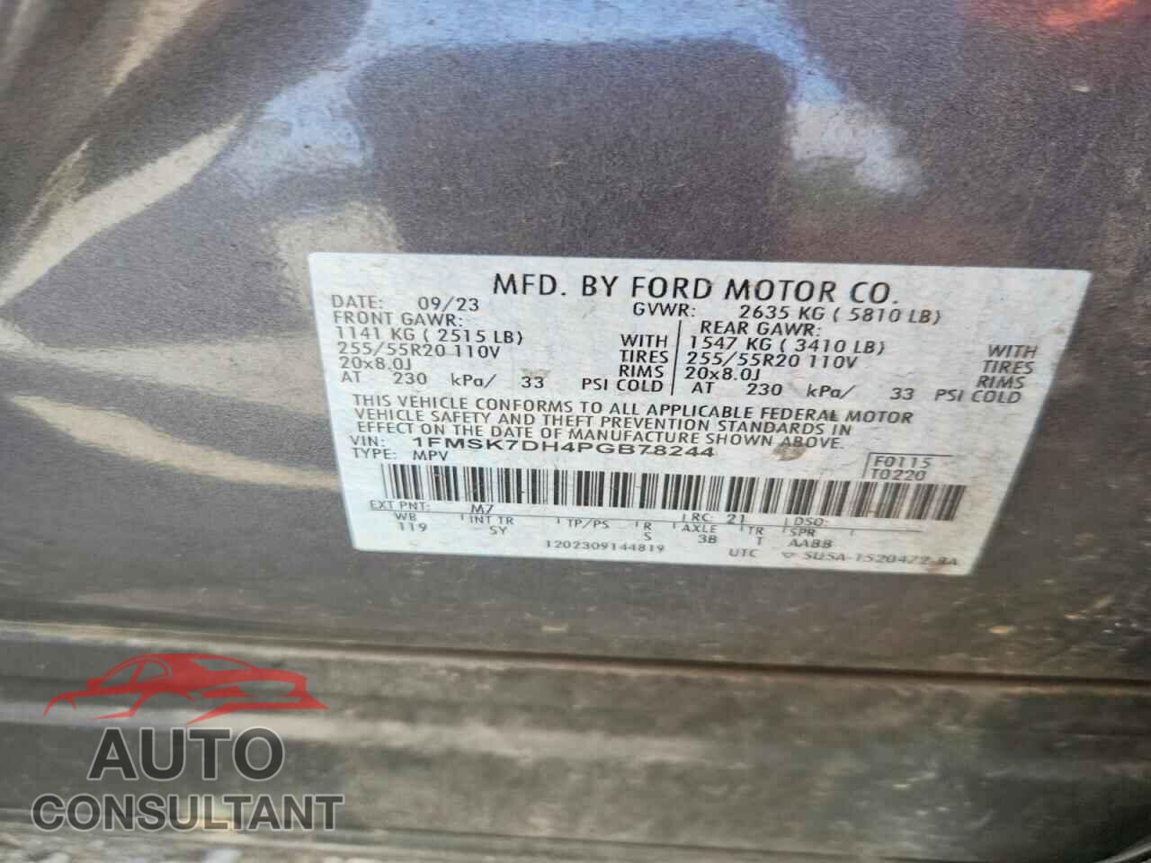 FORD EXPLORER 2023 - 1FMSK7DH4PGB78244