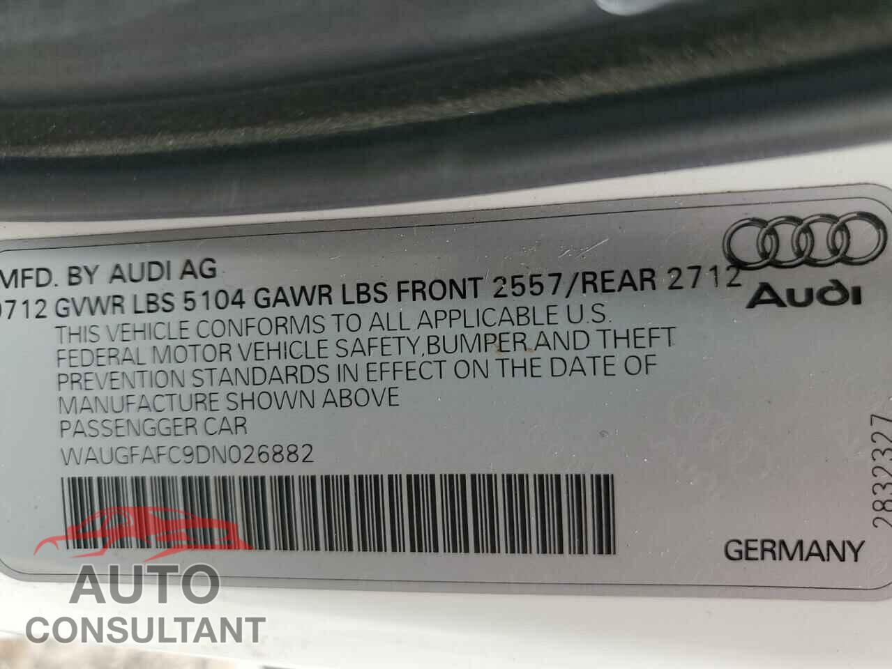 AUDI A6 2013 - WAUGFAFC9DN026882