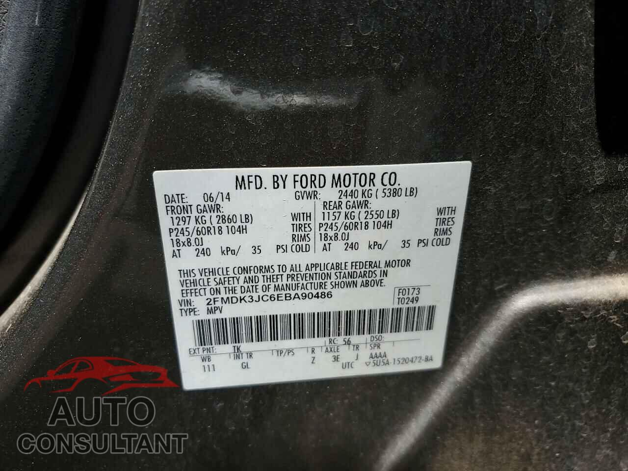 FORD EDGE 2014 - 2FMDK3JC6EBA90486