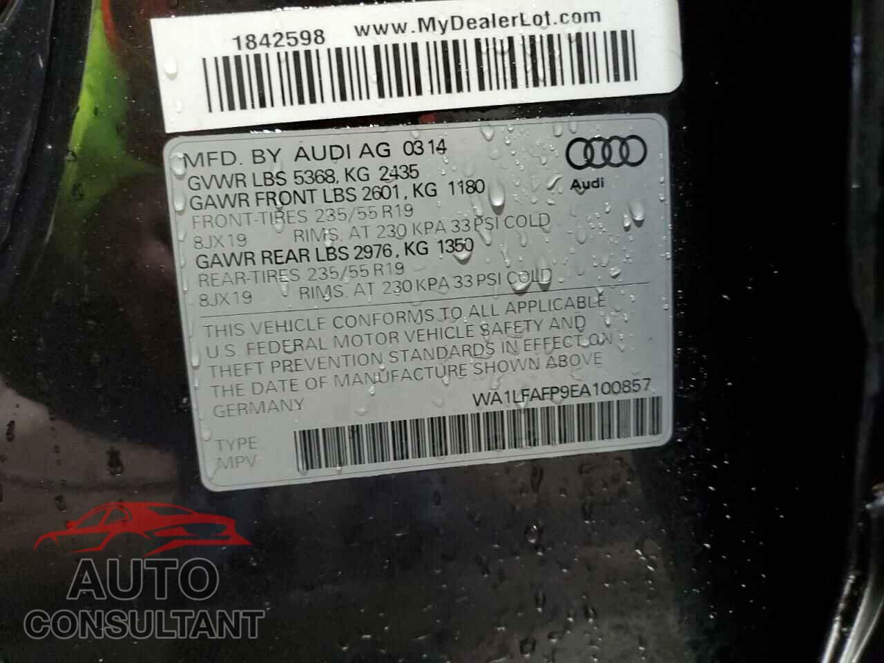 AUDI Q5 2014 - WA1LFAFP9EA100857
