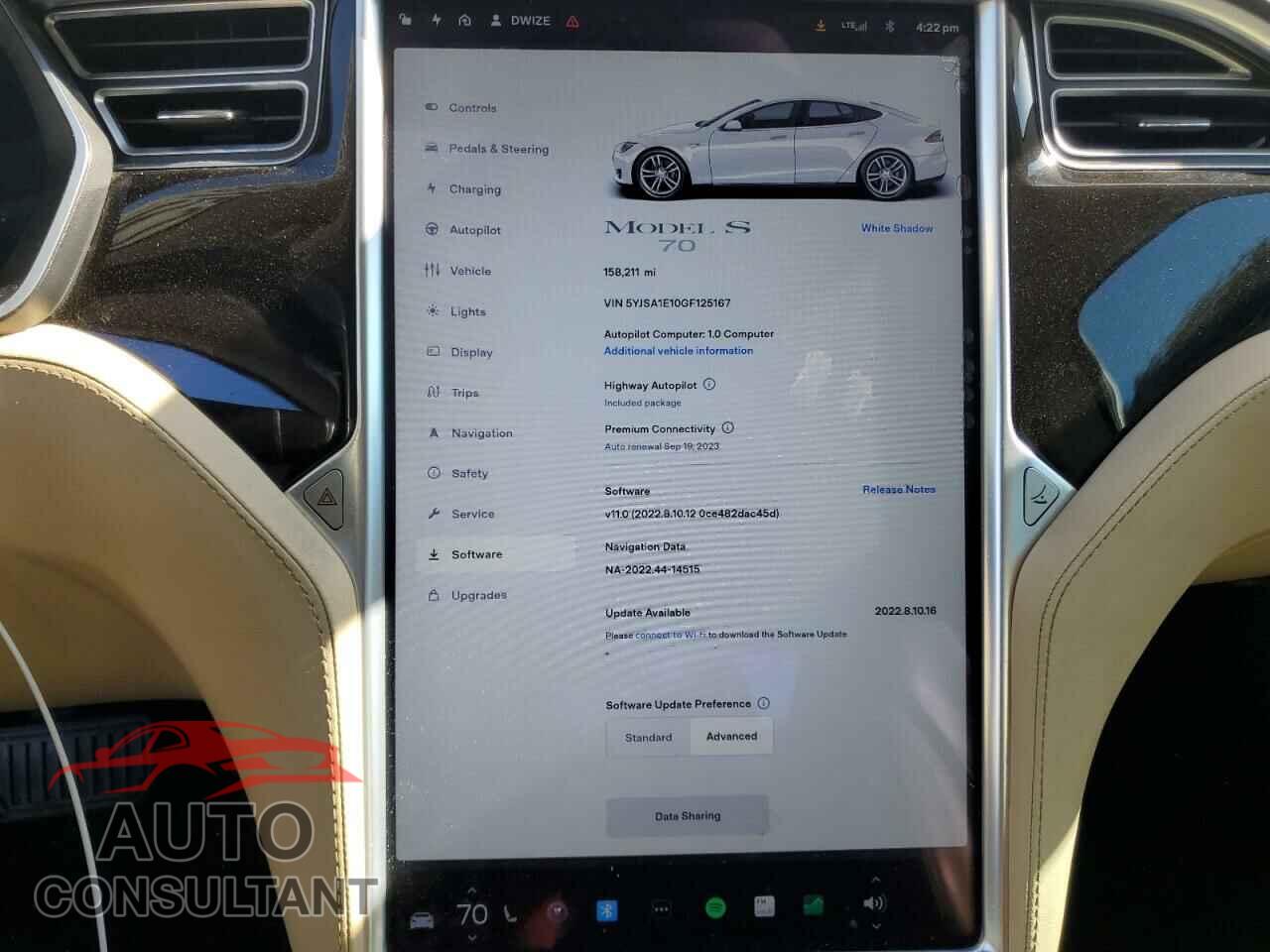 TESLA MODEL S 2016 - 5YJSA1E10GF125167