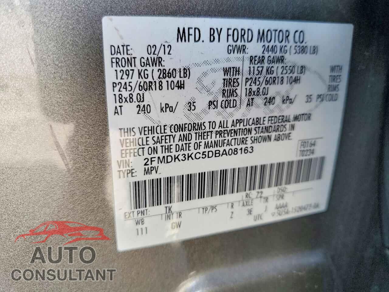 FORD EDGE 2013 - 2FMDK3KC5DBA08163