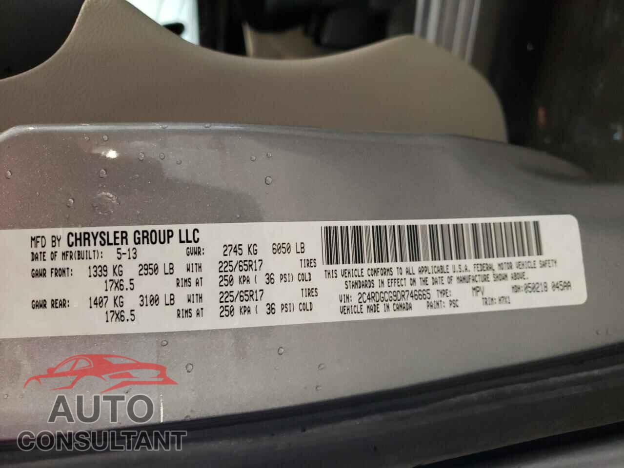 DODGE CARAVAN 2013 - 2C4RDGCG9DR746665