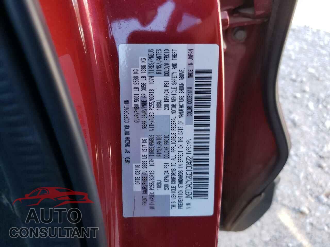 MAZDA CX-9 2016 - JM3TCACY2G0100422