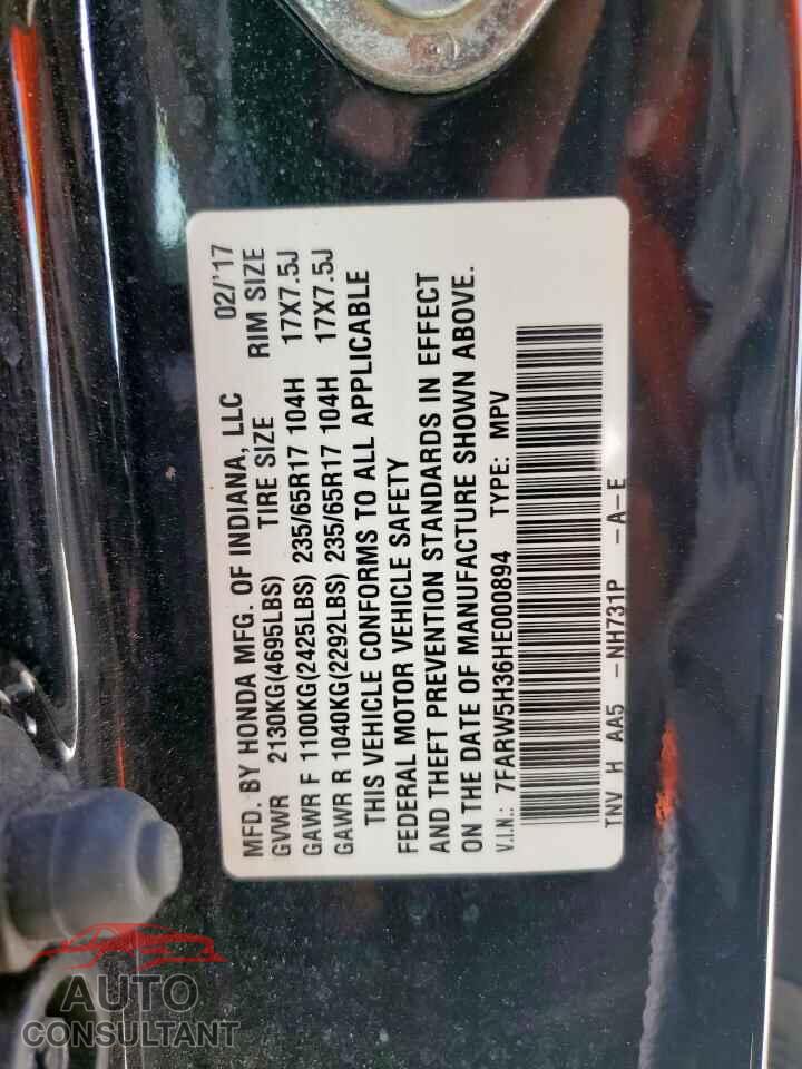 HONDA CRV 2017 - 7FARW5H36HE000894