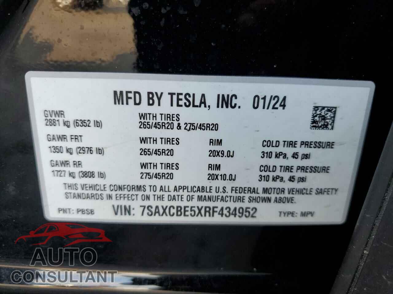TESLA MODEL X 2024 - 7SAXCBE5XRF434952