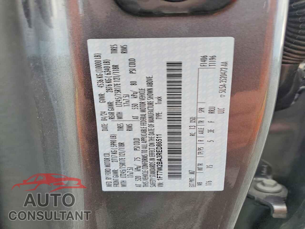 FORD F250 2024 - 1FT7W2BA3RED86511