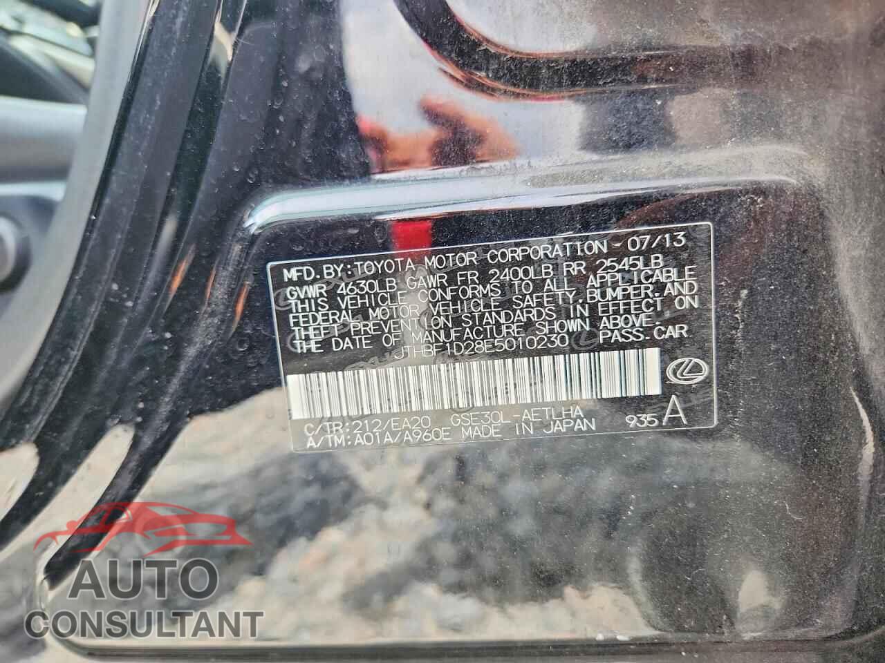 LEXUS IS 2014 - JTHBF1D28E5010230
