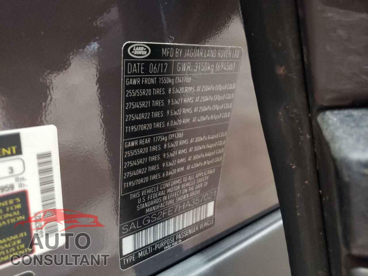 LAND ROVER RANGEROVER 2017 - SALGS2FE7HA357021