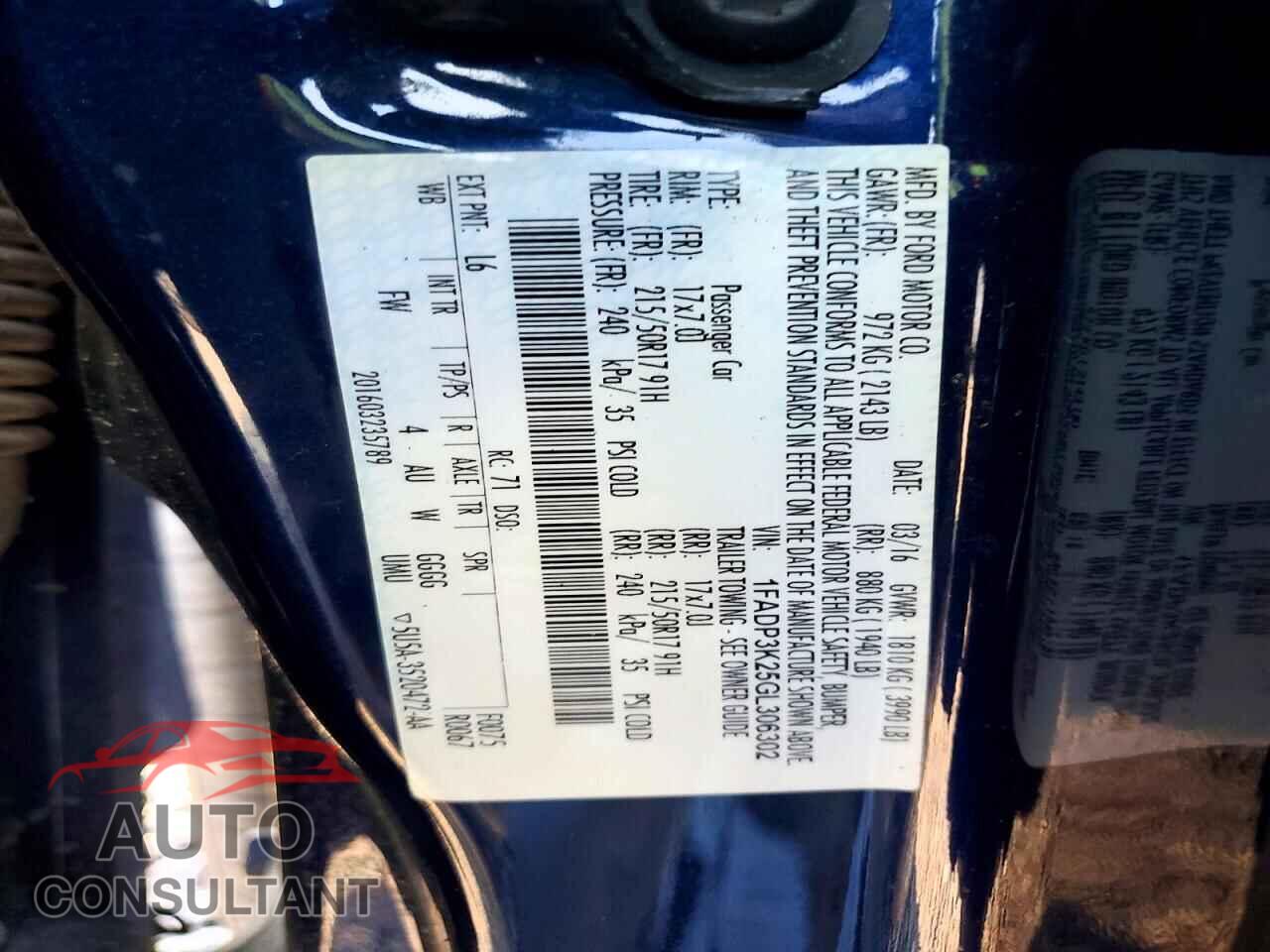 FORD FOCUS 2016 - 1FADP3K25GL306302