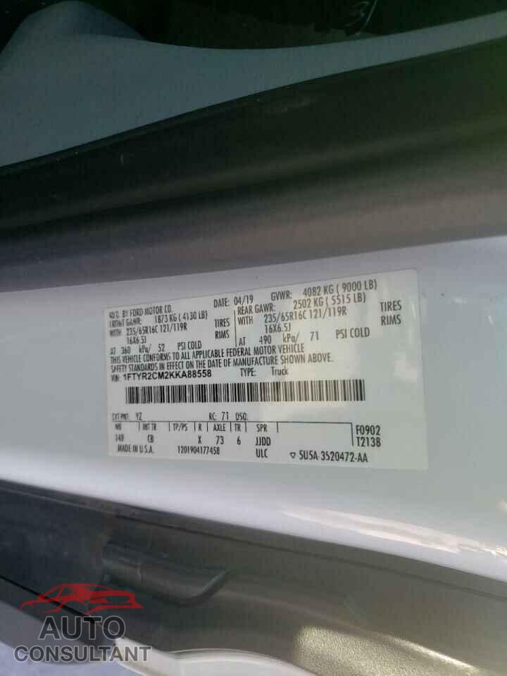 FORD TRANSIT CO 2019 - 1FTYR2CM2KKA88558