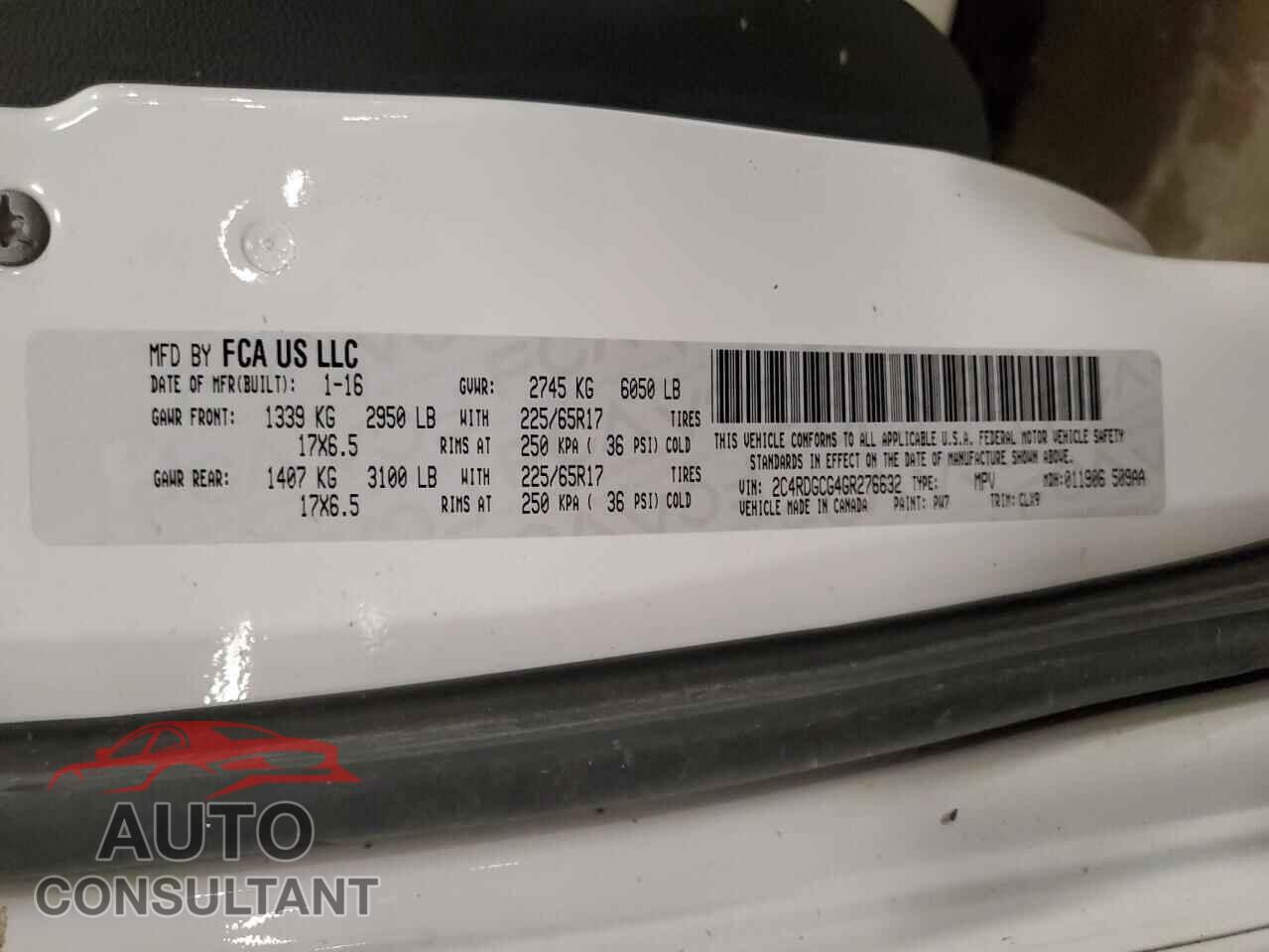 DODGE CARAVAN 2016 - 2C4RDGCG4GR276632