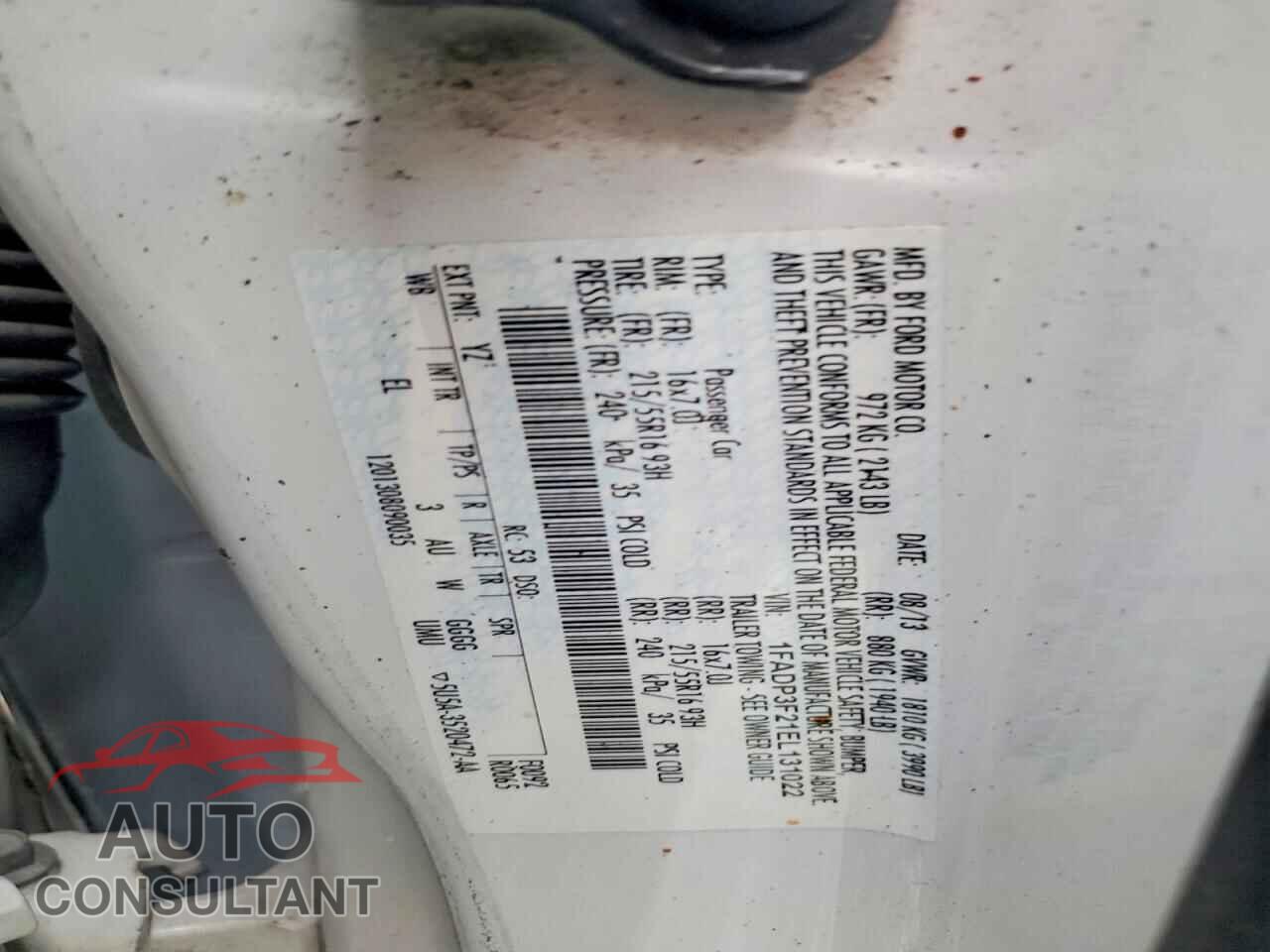 FORD FOCUS 2014 - 1FADP3F21EL131022