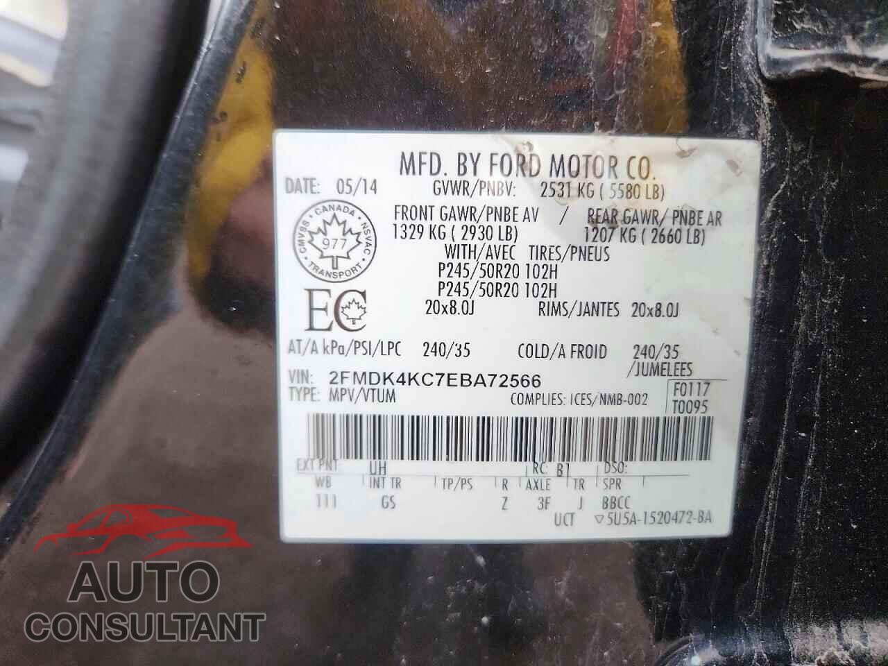 FORD EDGE 2014 - 2FMDK4KC7EBA72566