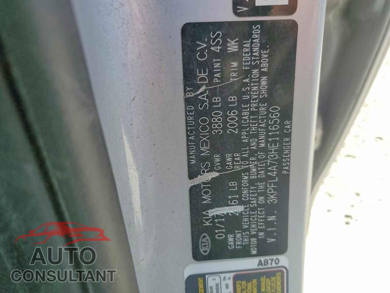 KIA FORTE 2017 - 3KPFL4A73HE116560