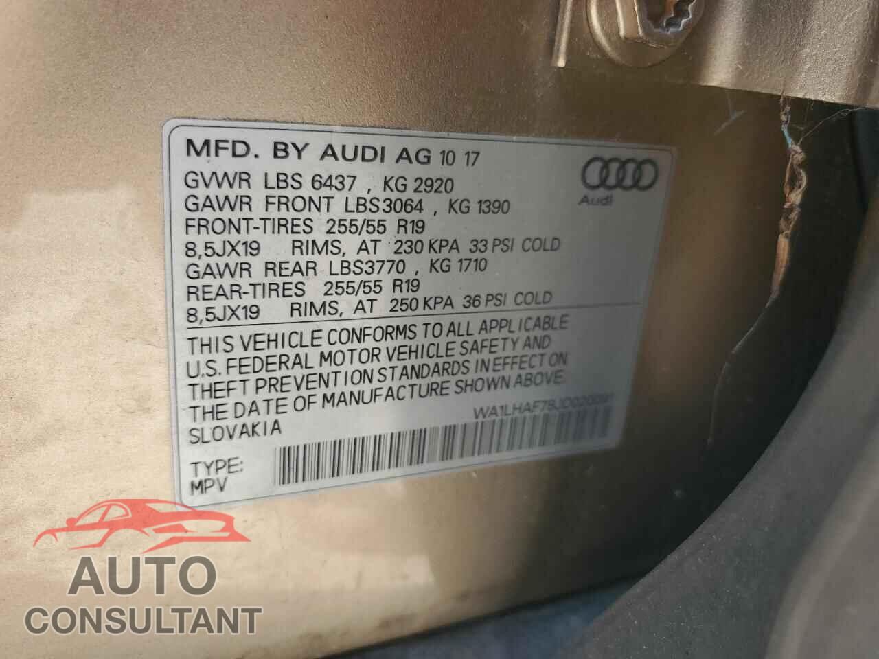 AUDI Q7 2018 - WA1LHAF78JD020081